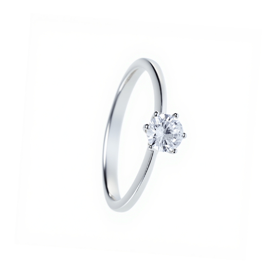 Solitaire Ring in Silver with Zirconia