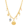 Colar Sonho de Verão em Aço Dourado com Pendentes e Pérolas