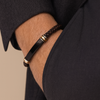Pulseira Aspen em Couro Preto e Castanho com Chapa