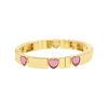 Pulseira Love Rose em Aço Inoxidável Dourado com Corações Coloridos