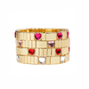 Pulseira Love White em Aço Inoxidável Dourado com Corações