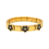 Pulseira Flor de Lotus em Aço Dourado com Flores Pretas