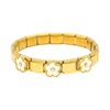 Pulseira Flor de Lotus em Aço Dourado com Flores em Madrepérola