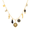 Colar em Aço Dourado com Amuletos