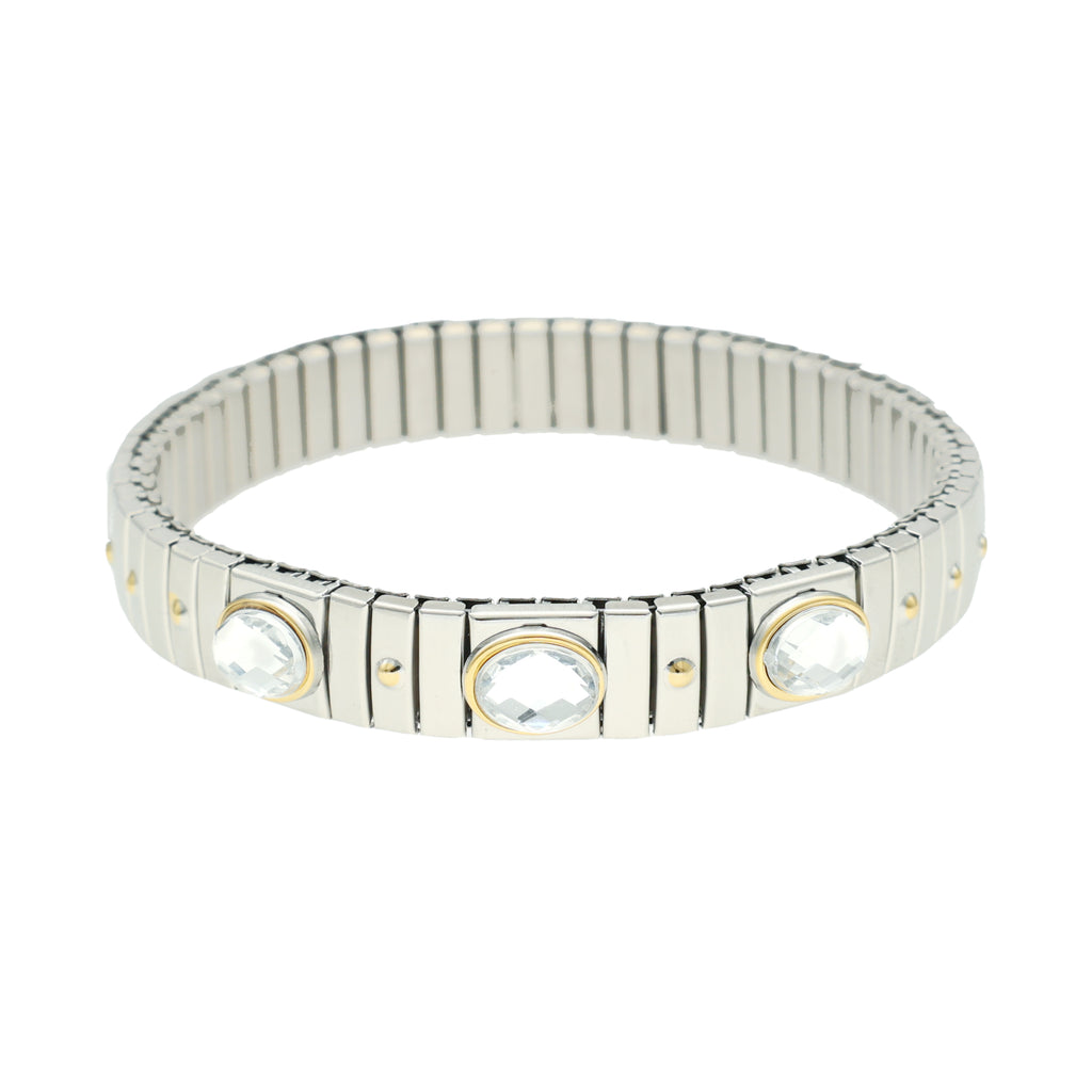 Pulseira Ísis em Aço com Zircões e Detalhes Dourados