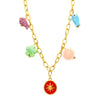 Colar Tropical em Aço Dourado com Pendentes Multicoloridos