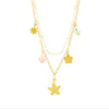 Colar Duplo Star em Aço Dourado com Pérolas