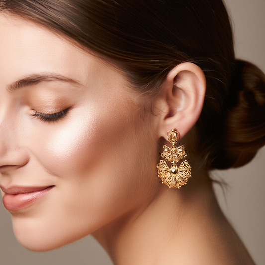 Brincos Duquesa em Prata Dourada (4.5cm)