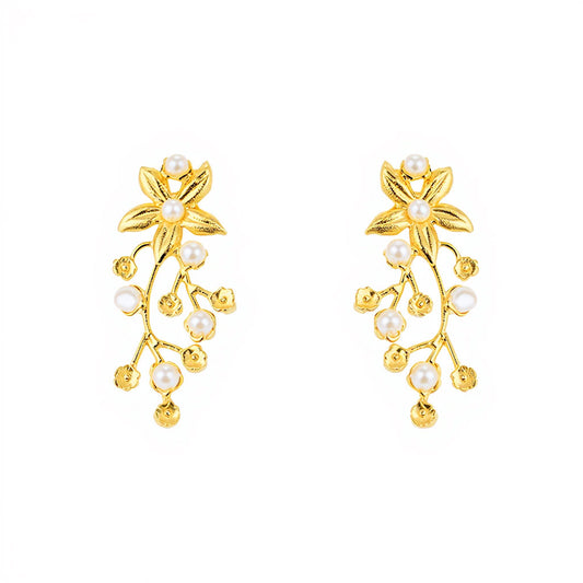 Brincos Primavera em Prata Dourada (5cm)