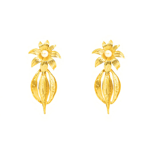 Brincos Bloom em Prata Dourada (5.5cm)