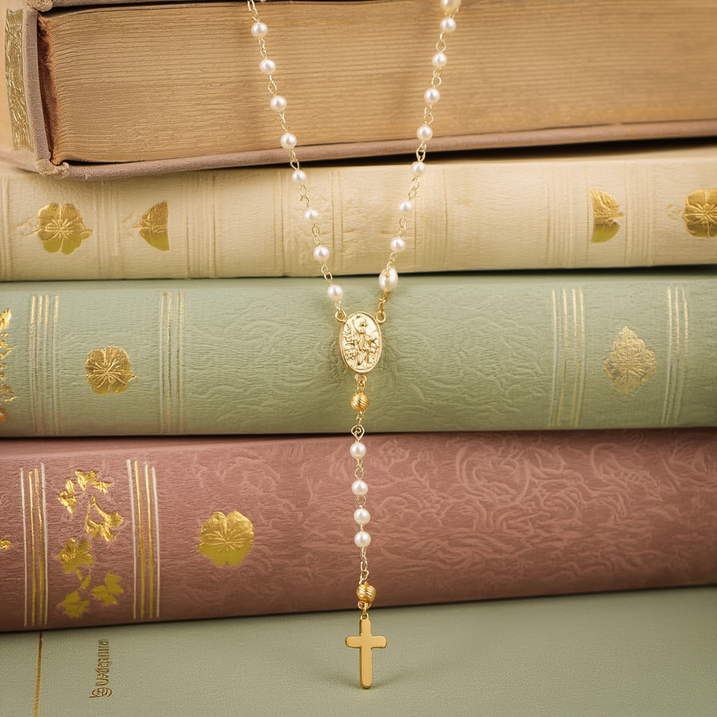 Fio Terço de Luz em Prata Dourada (51cm)