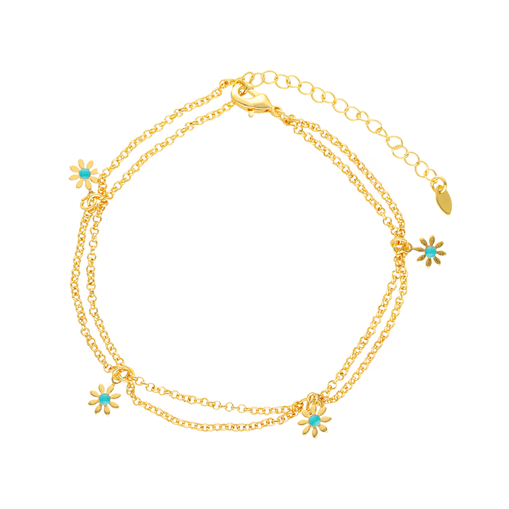 Pulseira de Pé Flower Power em Aço Inoxidável