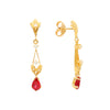 Brincos Pendentes em Ouro 19kl com Rubi e Diamantes (3.2cm)