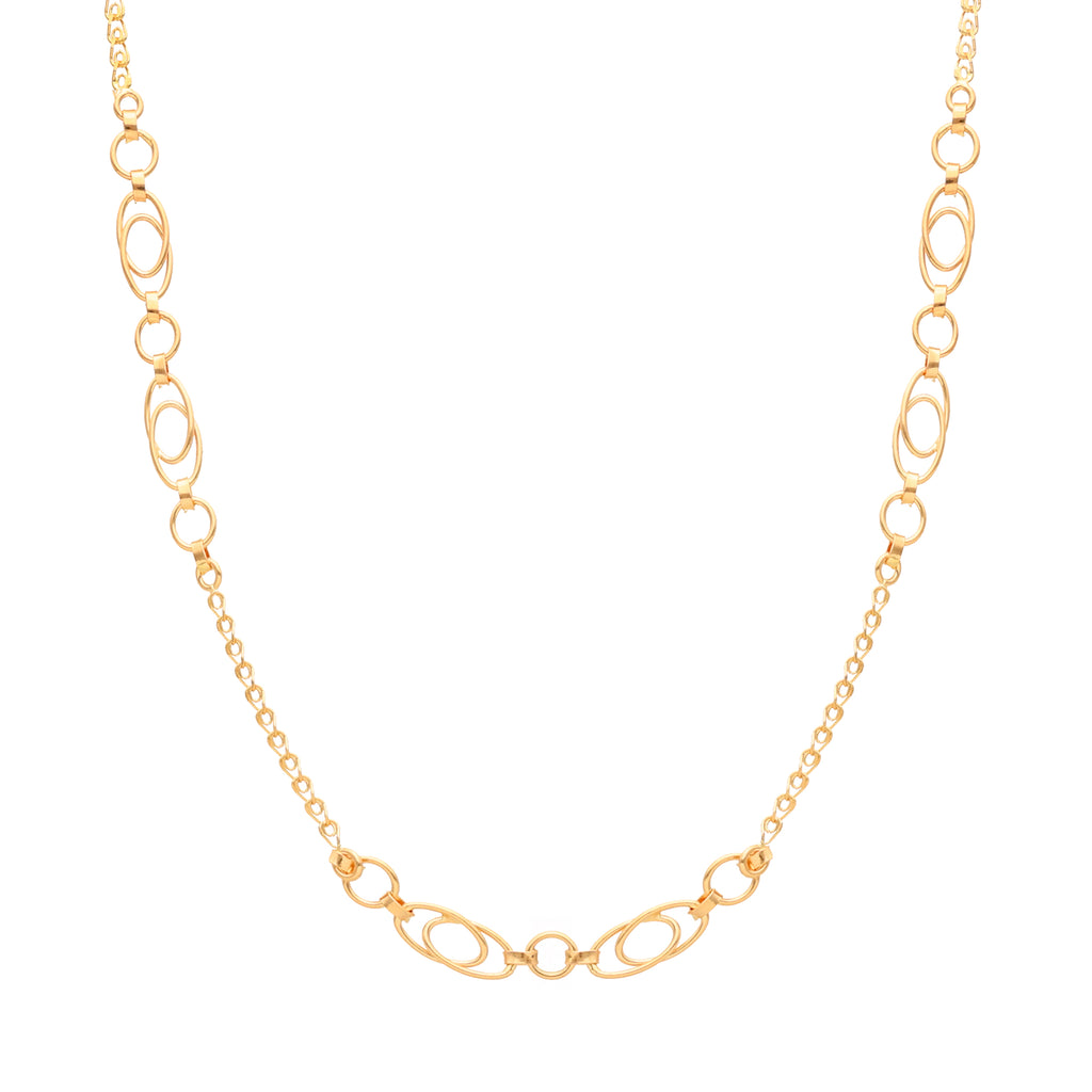 Fio Malha Elos Love e Elos Duplos Ovais em Ouro de 19kl (45.5cm)