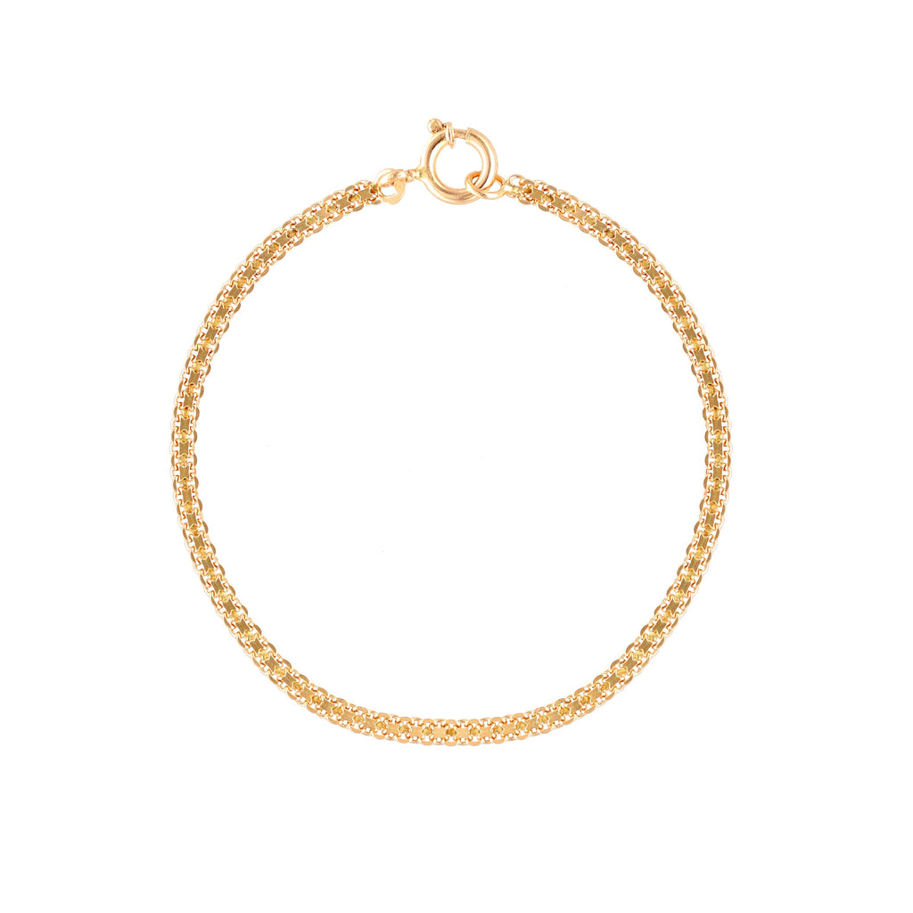 Pulseira de Criança em Ouro 19,2Kl com Malha Batida  Com o tamanho perfeito para crianças, esta pulseira irradia uma graça delicada, tornando-a uma escolha adorável para oferecer em ocasiões especiais como aniversários ou batizados. Ao oferecê-la, está a proporcionar uma peça preciosa que pode ser apreciada ao longo de toda a vida