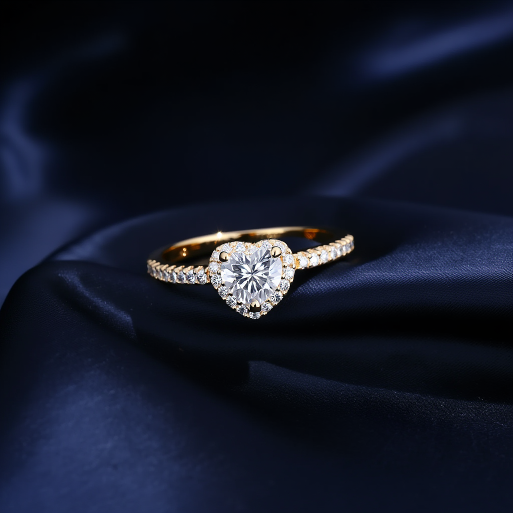 Solitário em Prata Dourada com Zircão Coração