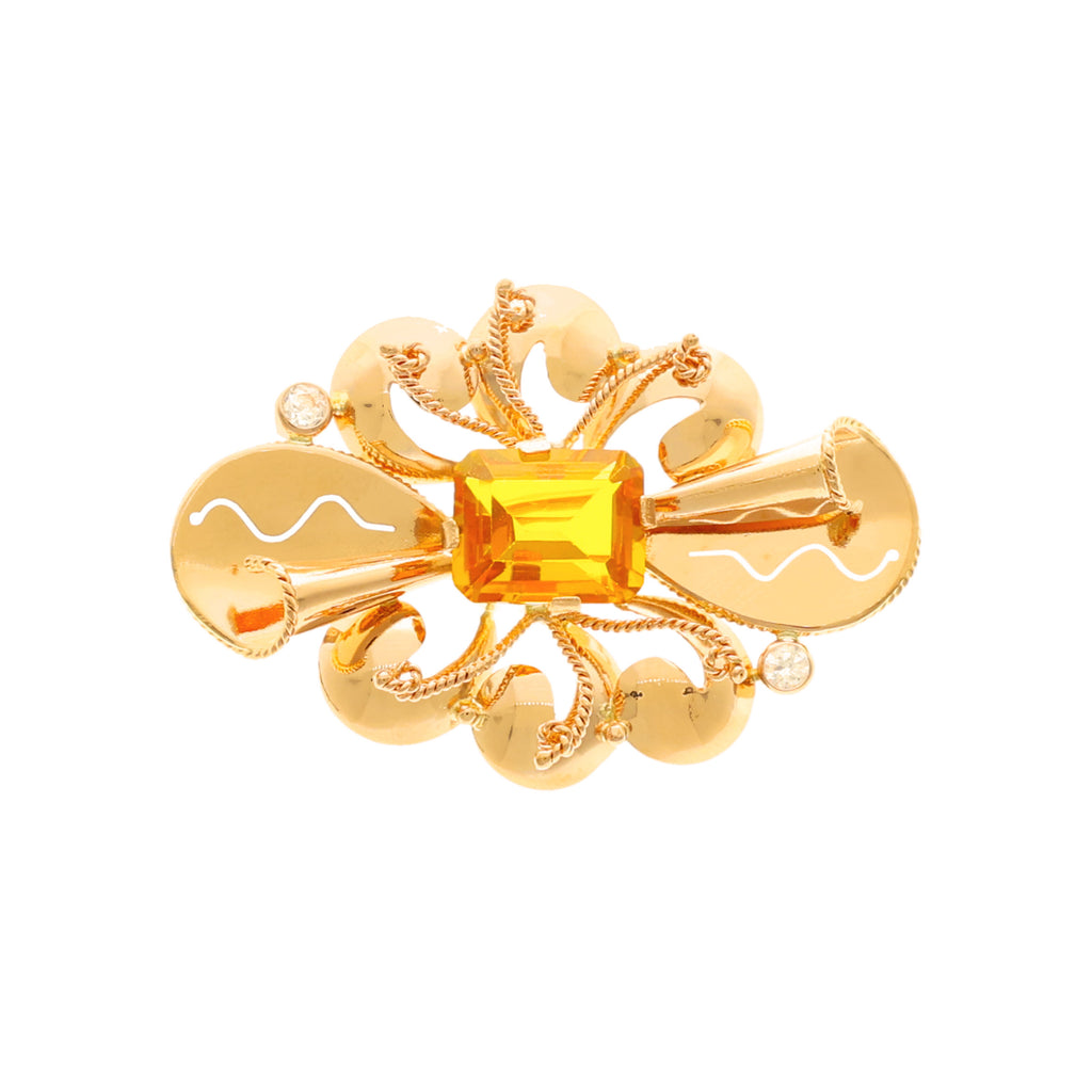 Alfinete em Ouro 19kl com Safira Amarela
