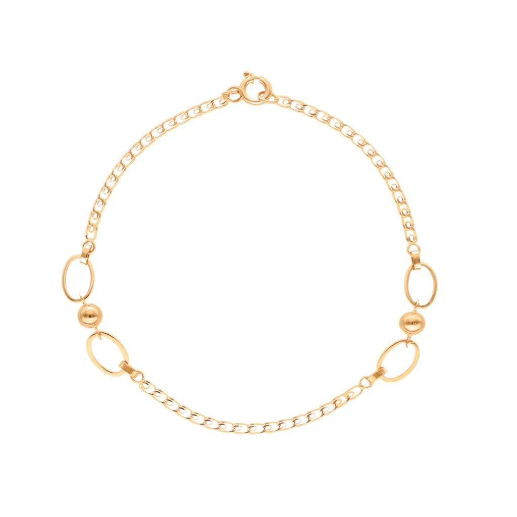 Pulseira Malha Elos Love em Ouro 19kl com Elos Ovais e Esferas (20cm)