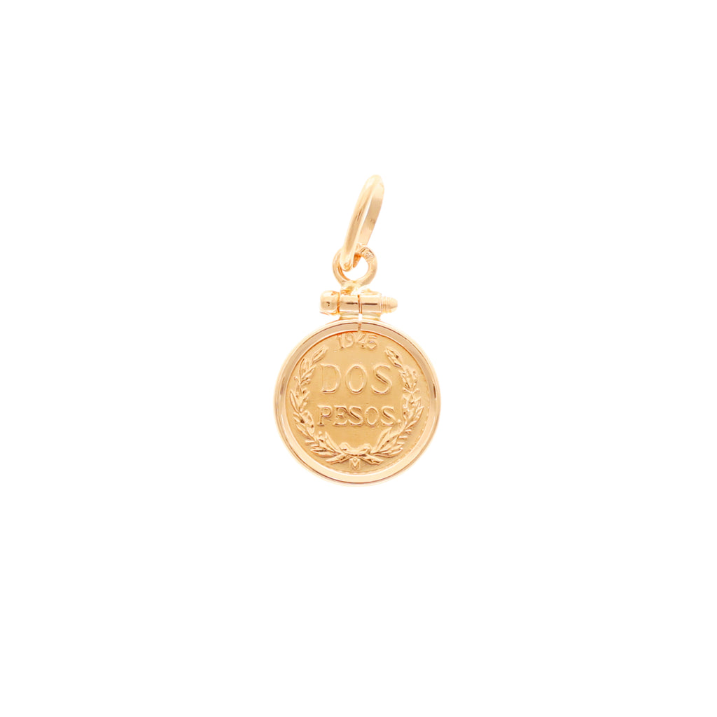 Moeda de 2 Pesos Mexicanos em Ouro 22kl com Aro Simples 19kl