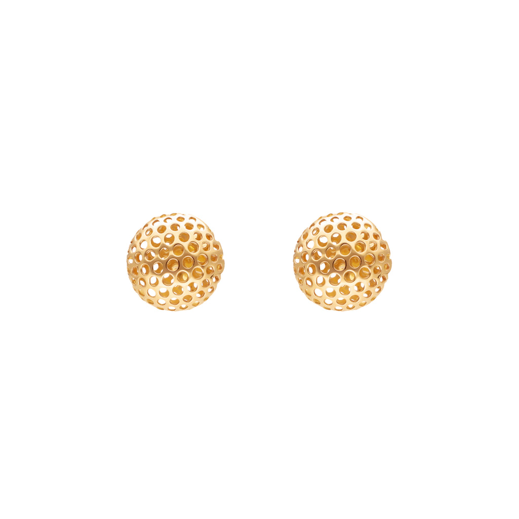 Brincos Meias Bolas Perfuradas em Ouro 19kl (1.2cm)