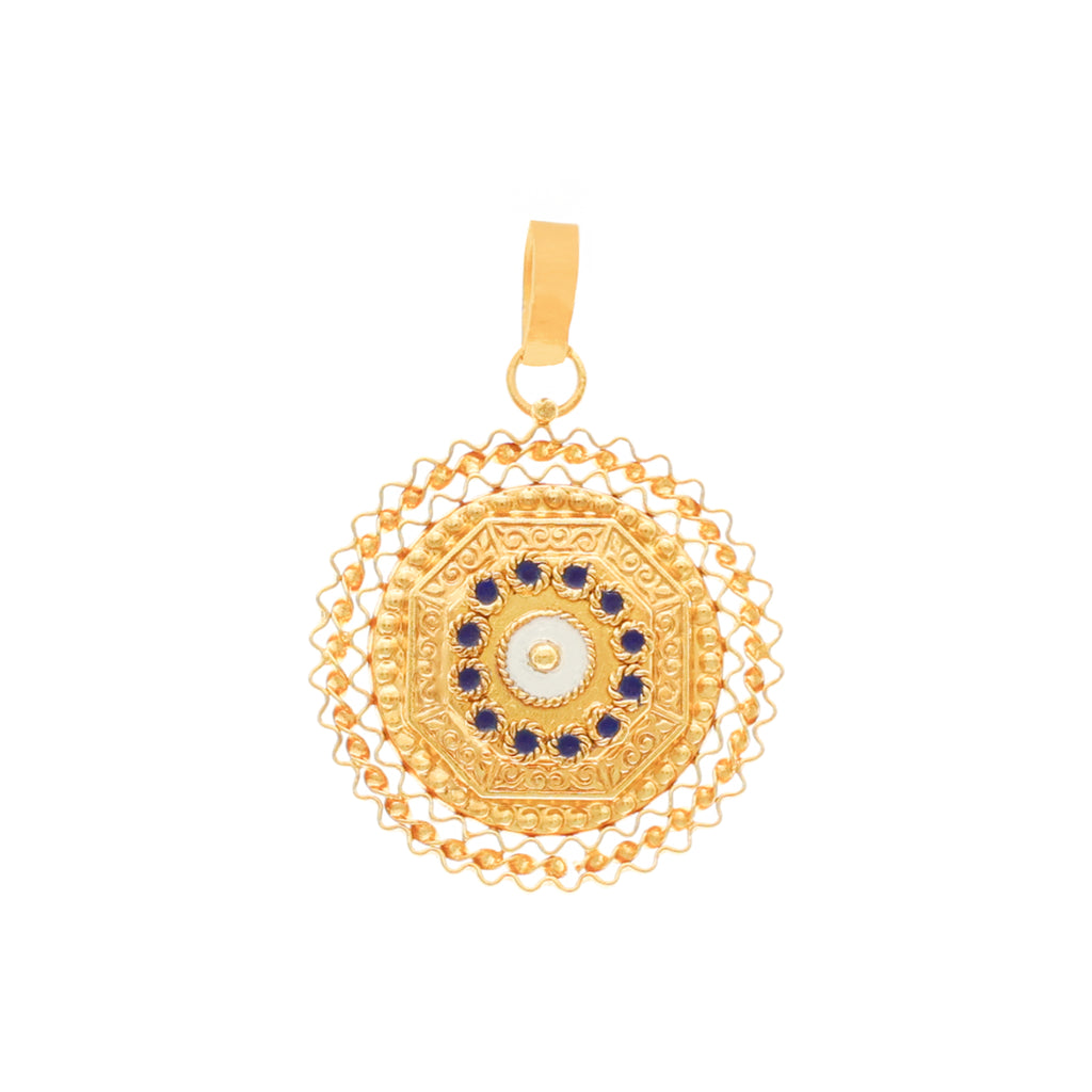 Medalha Rendilhada em Ouro 19kl e Esmalte Colorido