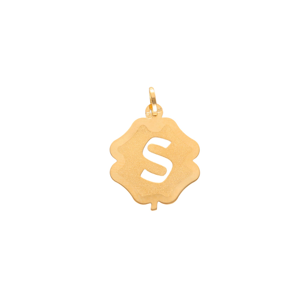 Medalha Trevo em Ouro 19kl com Letra S (1.5cm)
