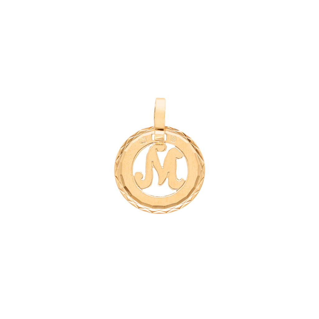 Medalha Redonda em Ouro 19kl com Letra M (1.3cm)