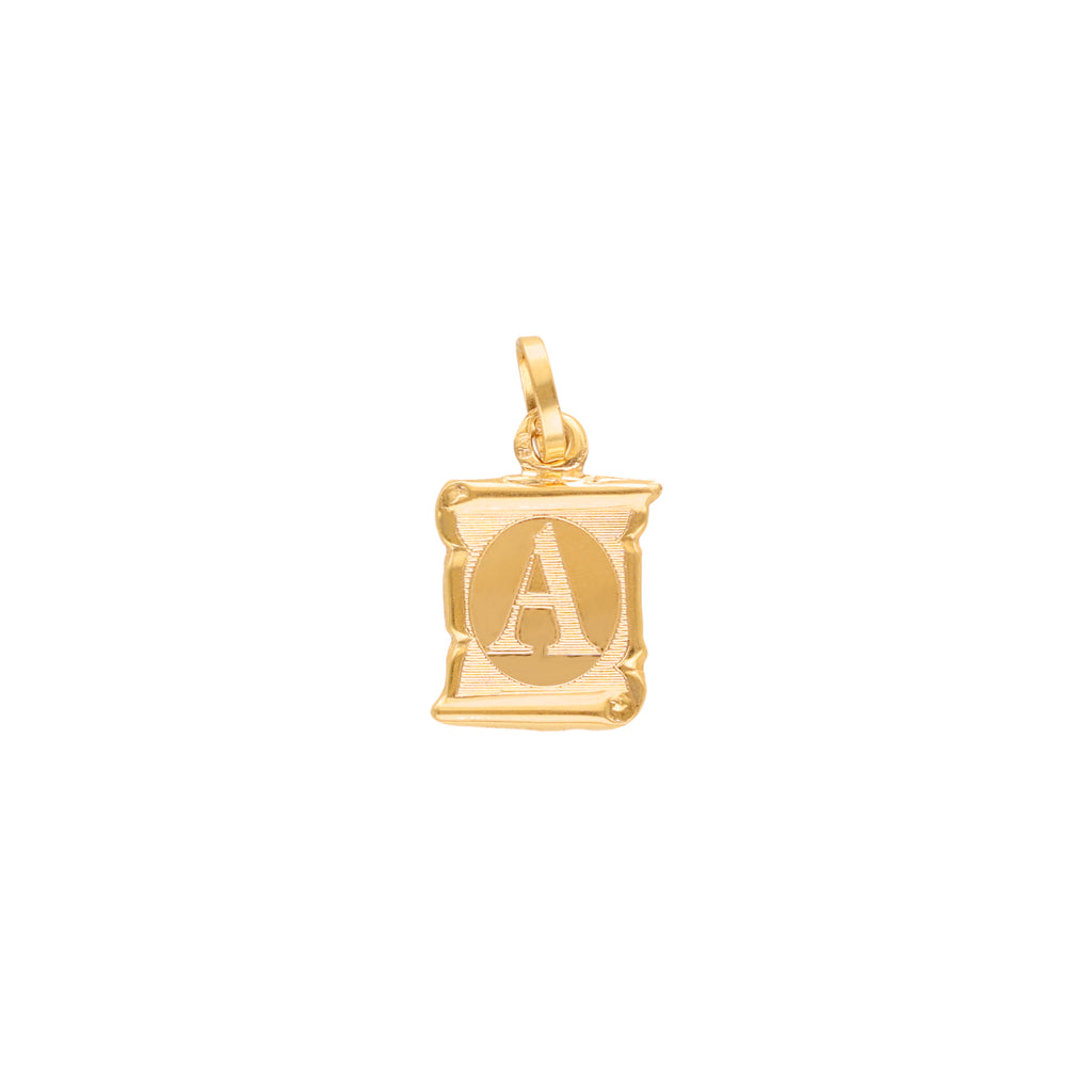 Medalha Papiro em Ouro 19kl com Letra A (1.2cm)