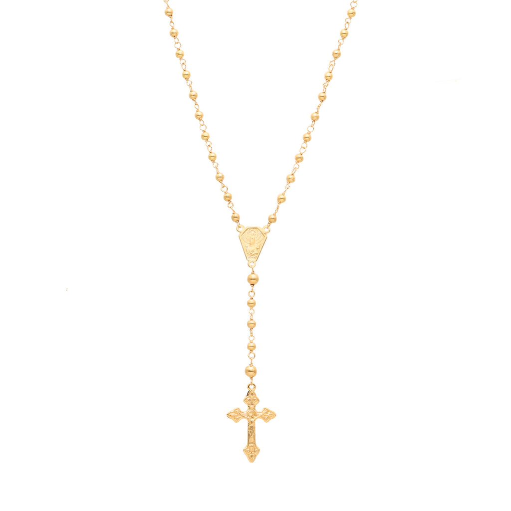 Fio Terço em Ouro 19kl com Nossa Senhora e os Pastorinhos (40cm)