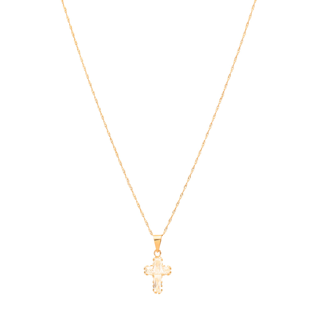 Fio em Ouro 19kl com cruz de Zircões (44cm)