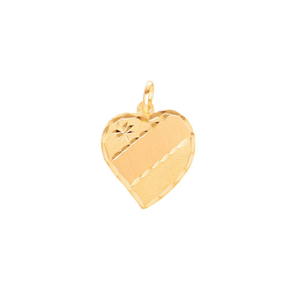 Medalha Coração em Ouro 19kl, ideal para gravar (1.7cm)