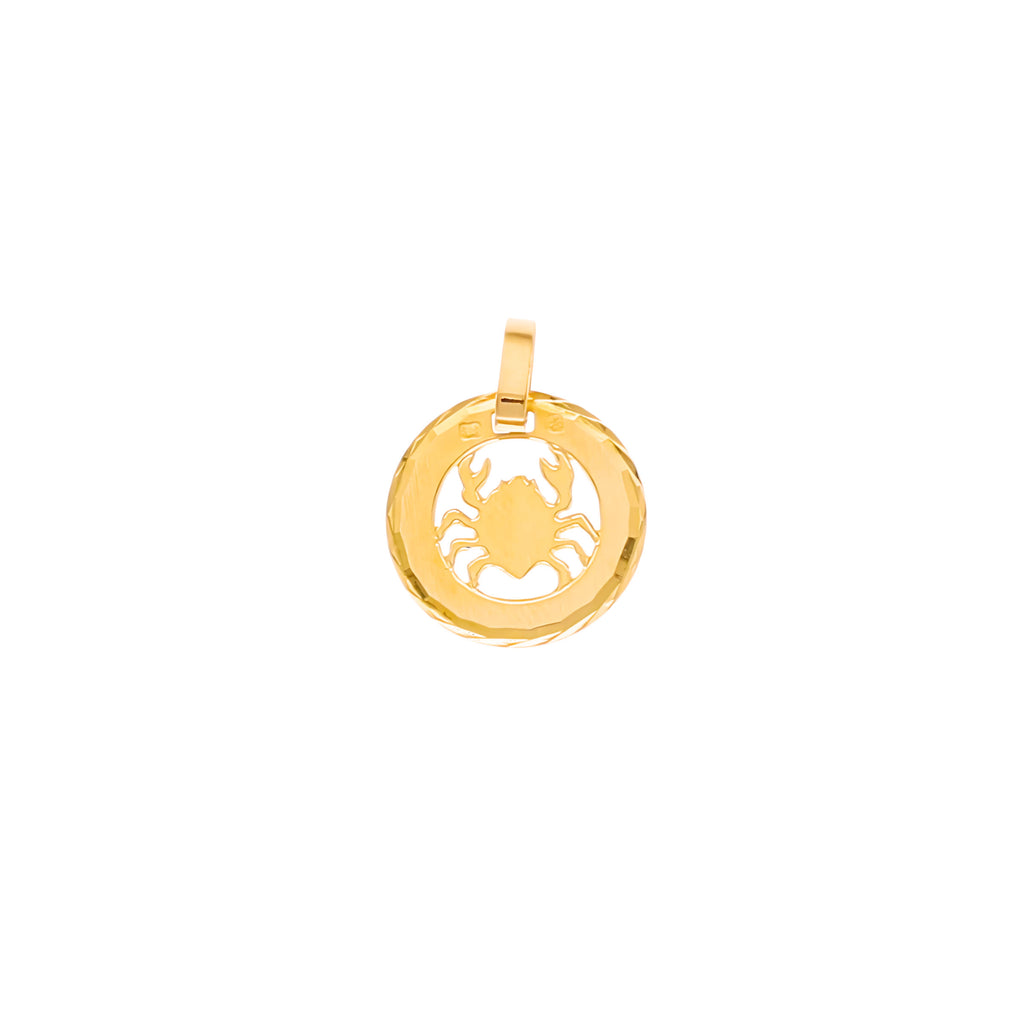 Medalha Redonda Signo Caranguejo em Ouro 19kl