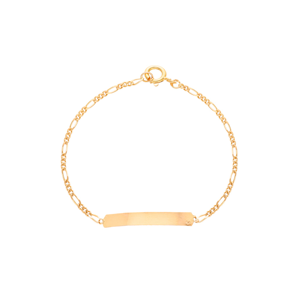 Pulseira de Criança em Ouro 19kl com Malha 3x1 e Chapa (13cm)