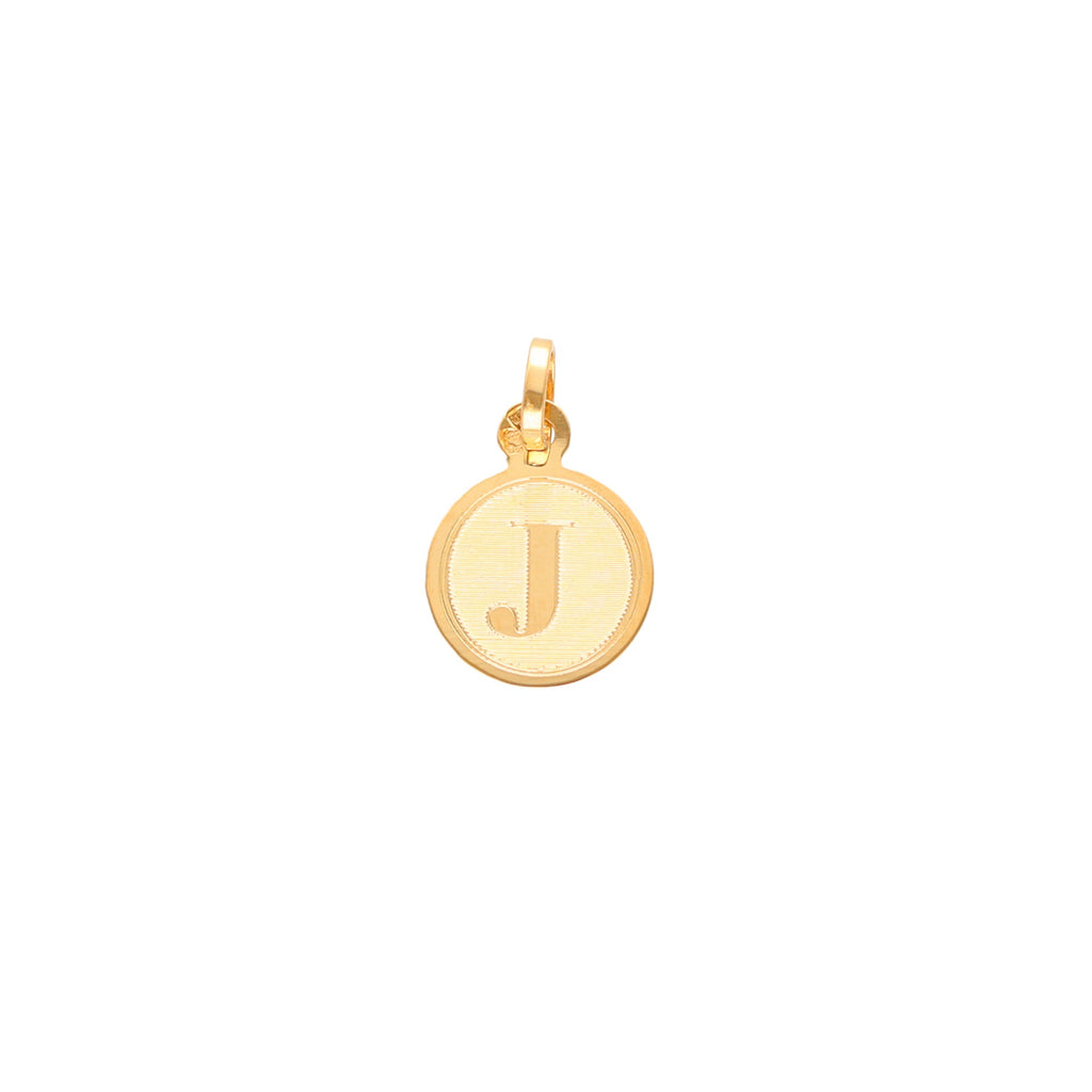 Medalha Redonda em Ouro 19kl com Letra J (1cm)