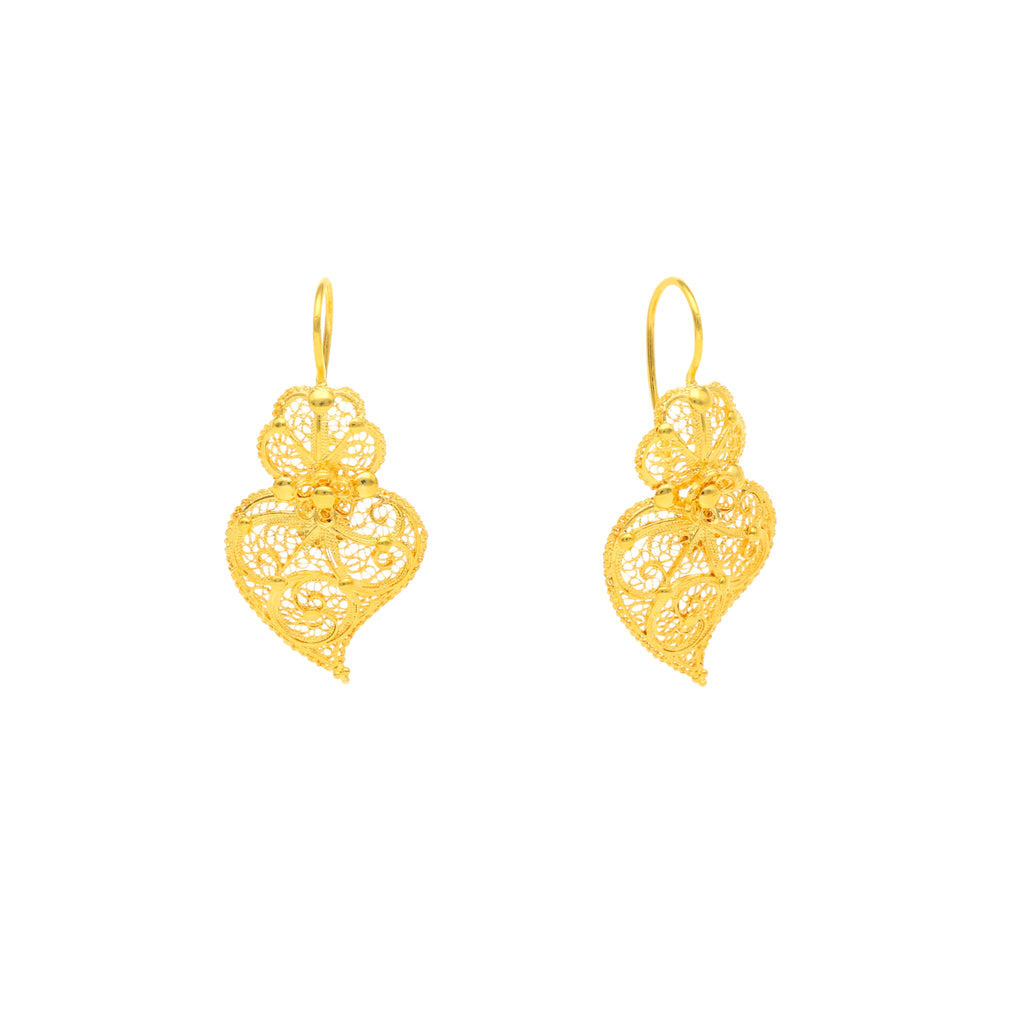 Brincos Coração de Viana em Ouro 19kl (2.4cm)