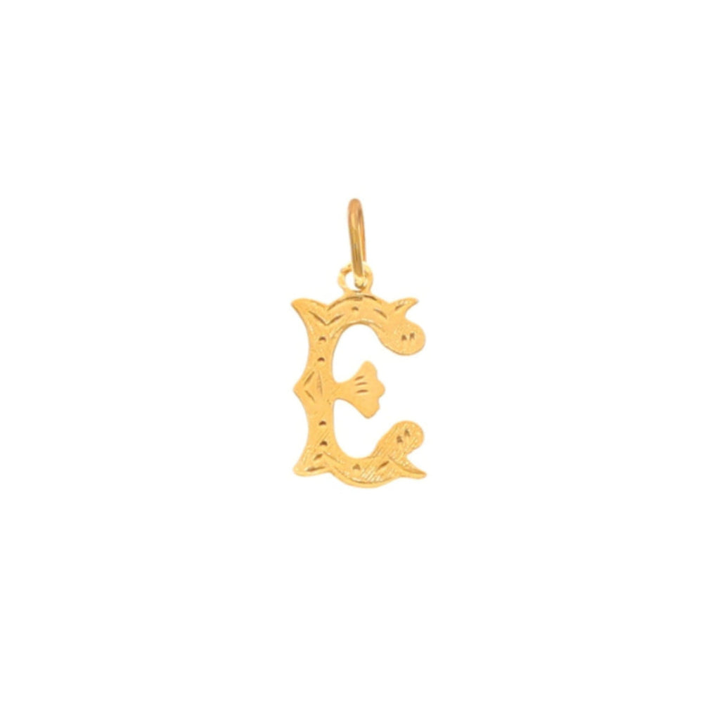 Medalha Letra E Raiada em Ouro de 19kl (1.4cm)