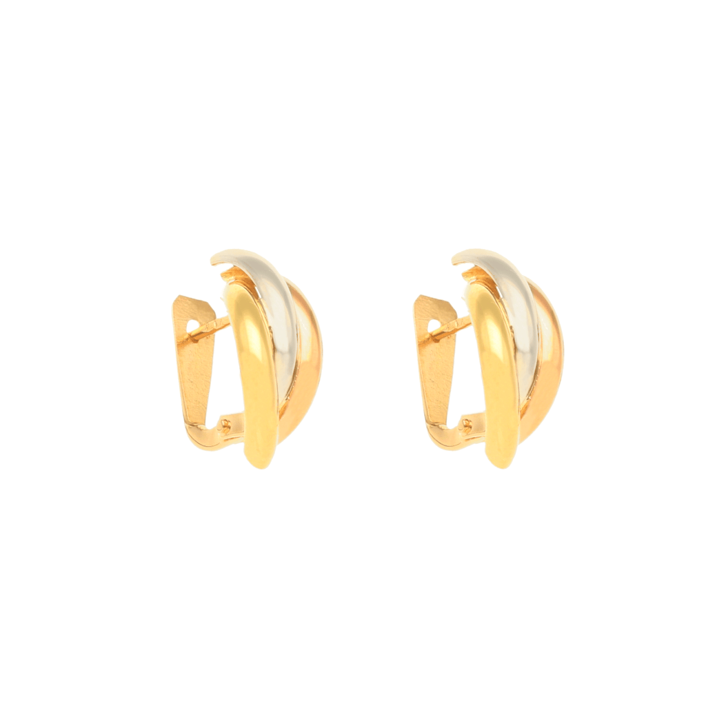 Brincos Três Fiadas Tricolor em Ouro 19kl (0.8cm)