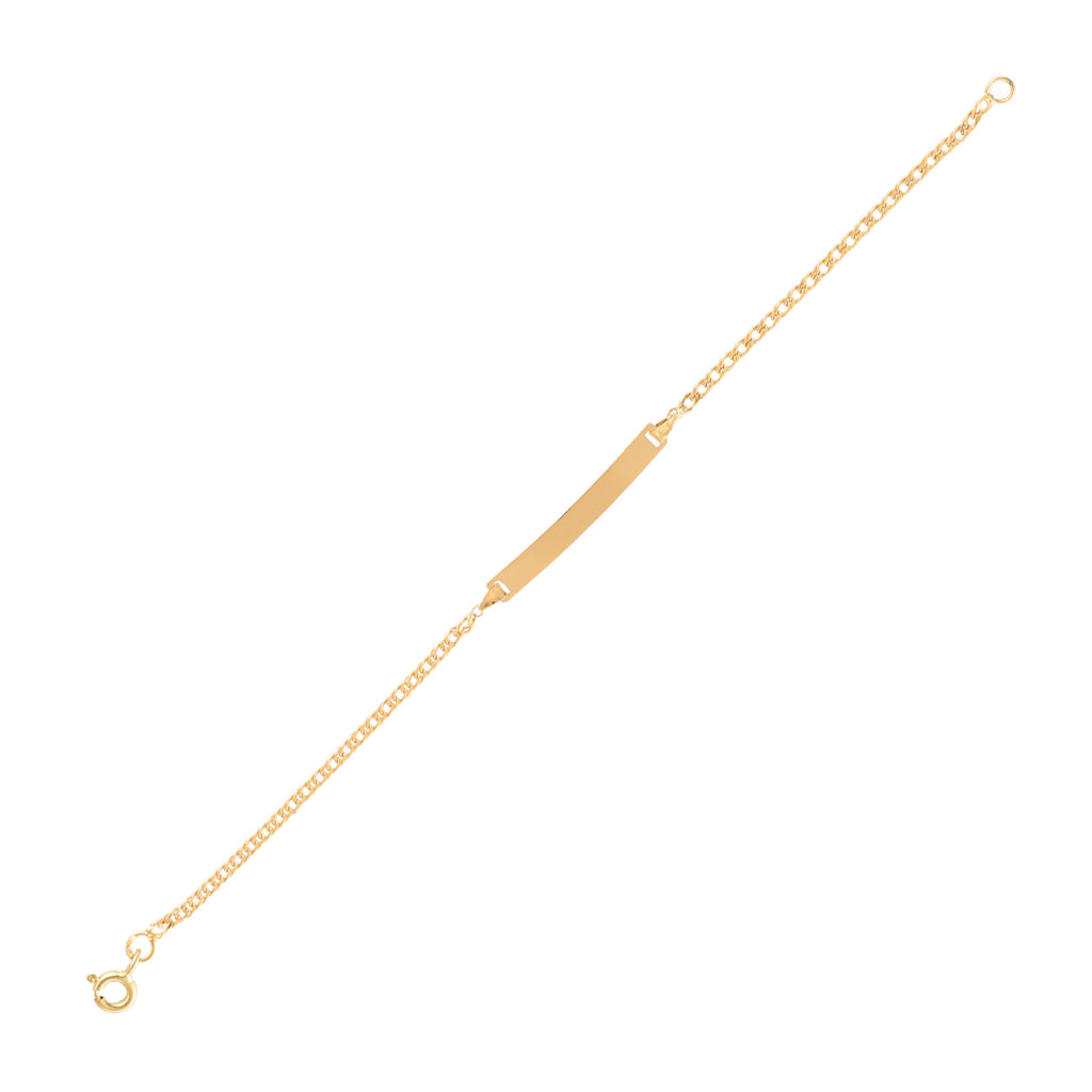 Pulseira de Criança em Ouro 19kl com Malha Singapura e Chapa (13.5cm)