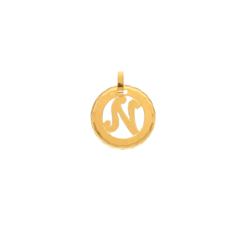 Medalha Redonda em Ouro 19kl com Letra N (1.6cm)