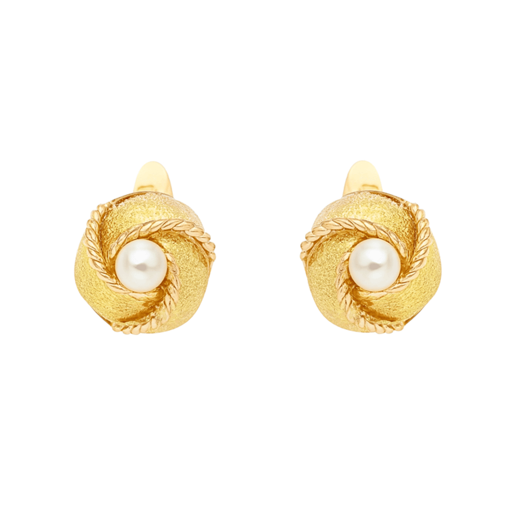 Brincos Novelo em Ouro 19kl com Pérola Natural (1.3cm)