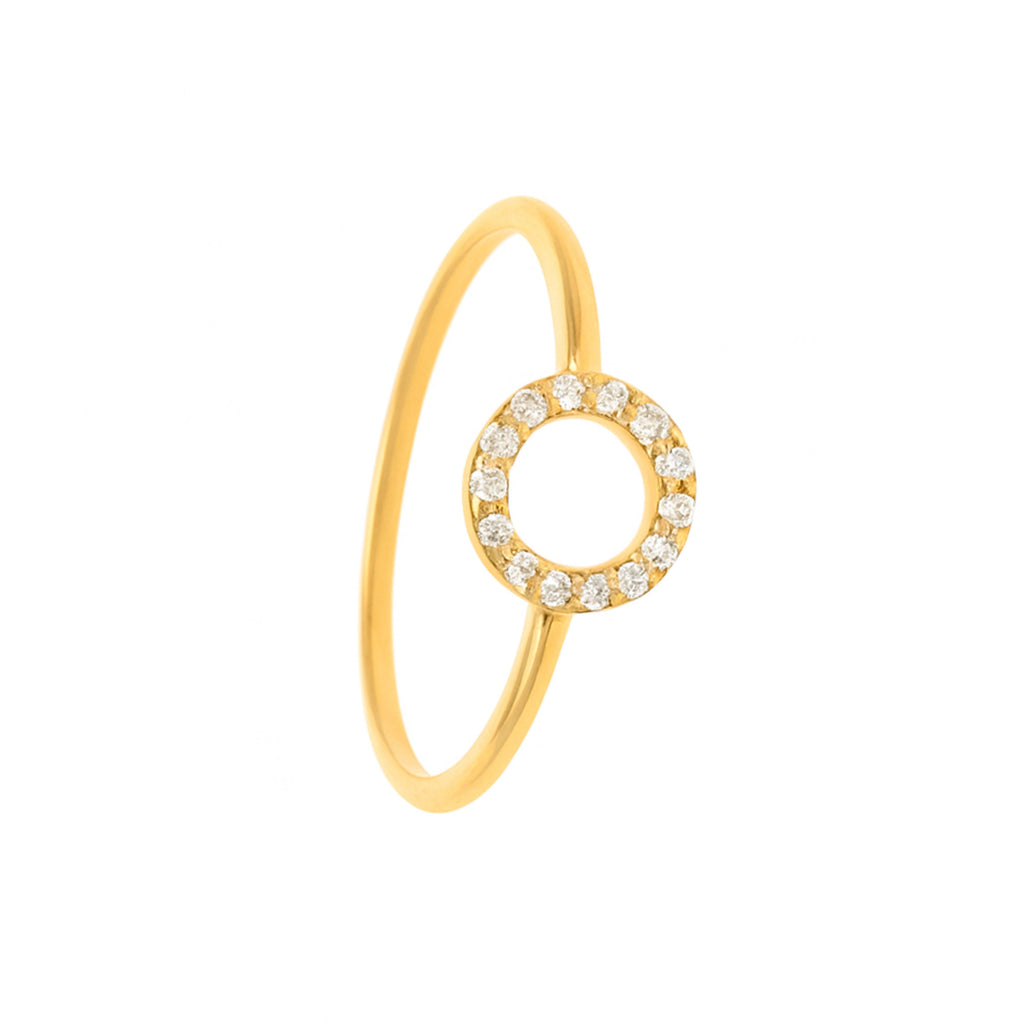 Anel Ouro 19kl com Circulo cravejado de Diamantes (T17)