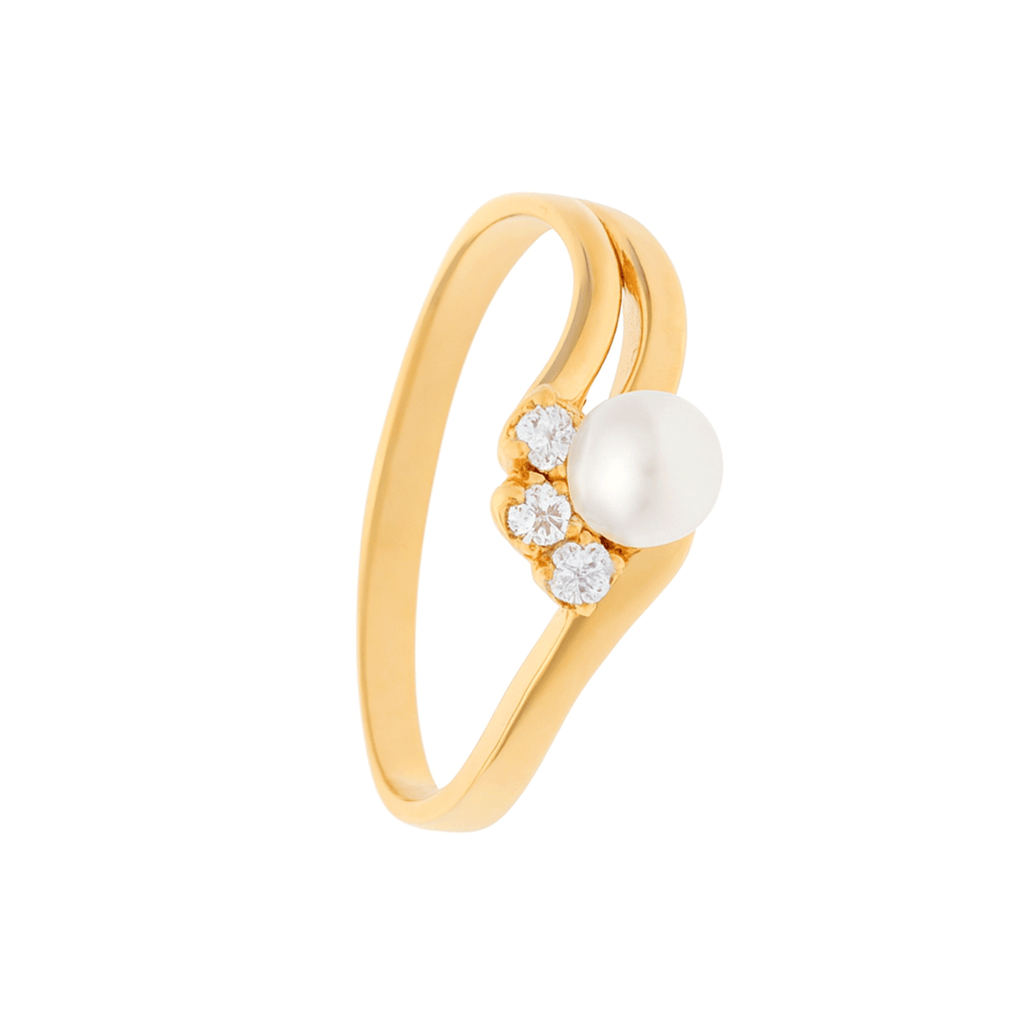 Anel Lady Bella em Ouro 19kl Com Pérola e Zircónias (T19)