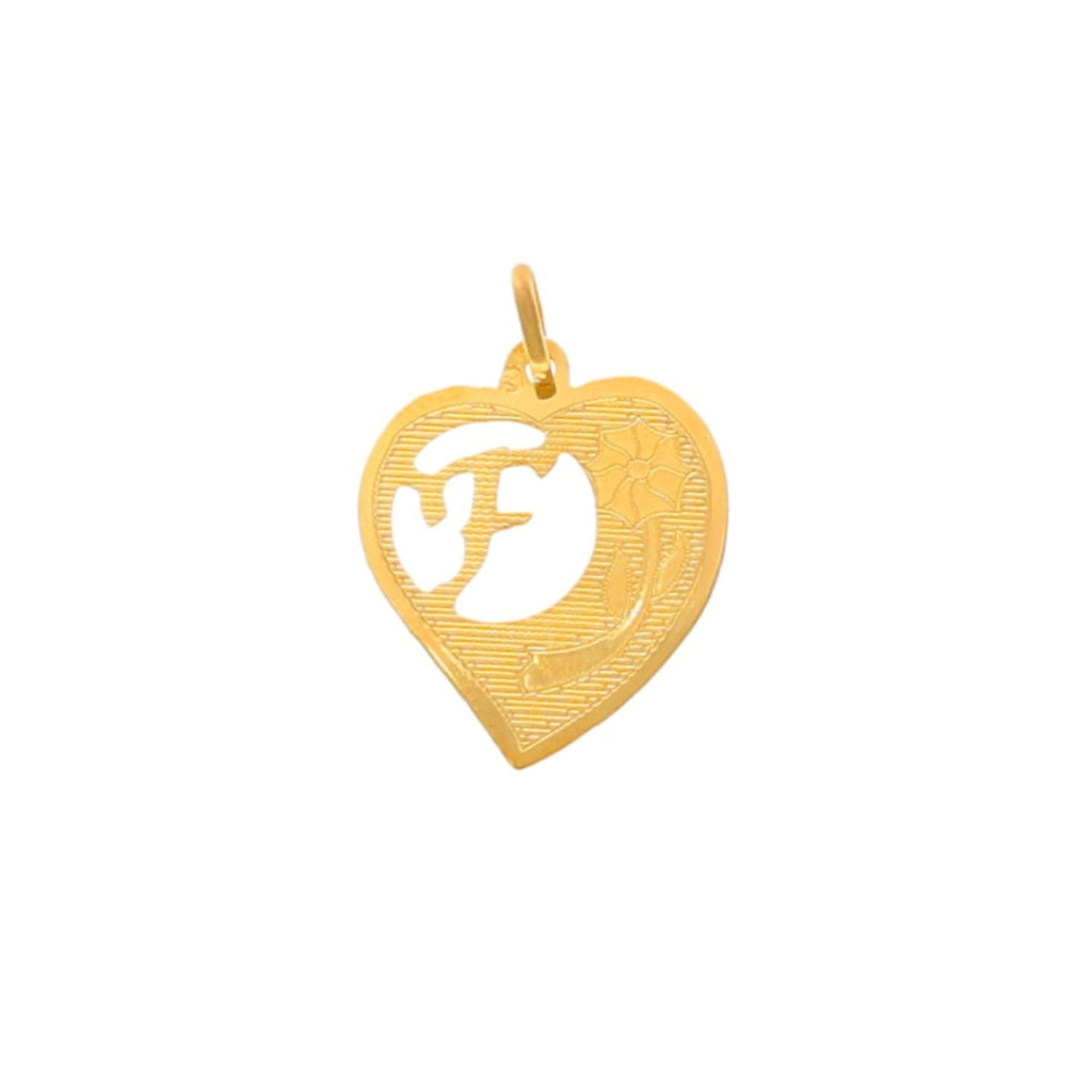 Medalha Coração em Ouro 19kl com Letra F (1.7cm)