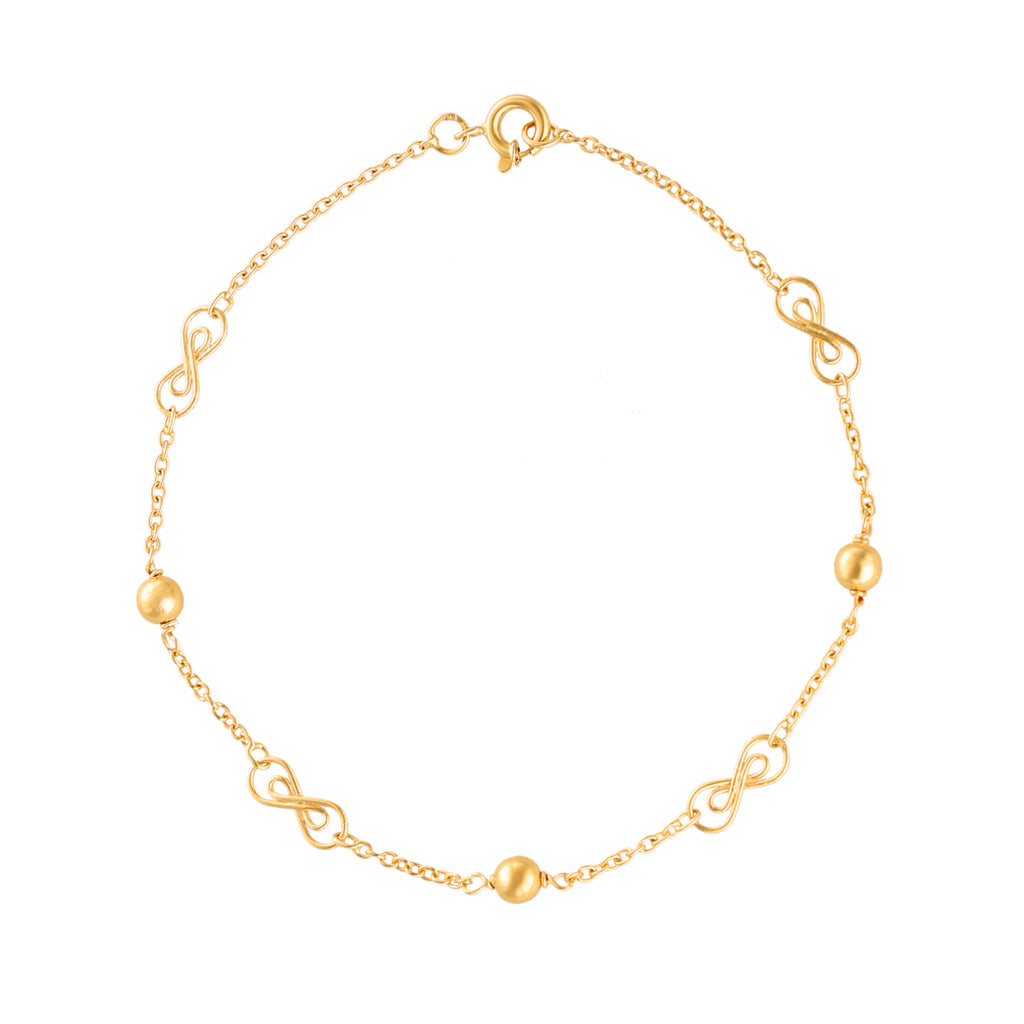 Pulseira em Ouro 19kl com Esferas e Elos Infinito (19cm)
