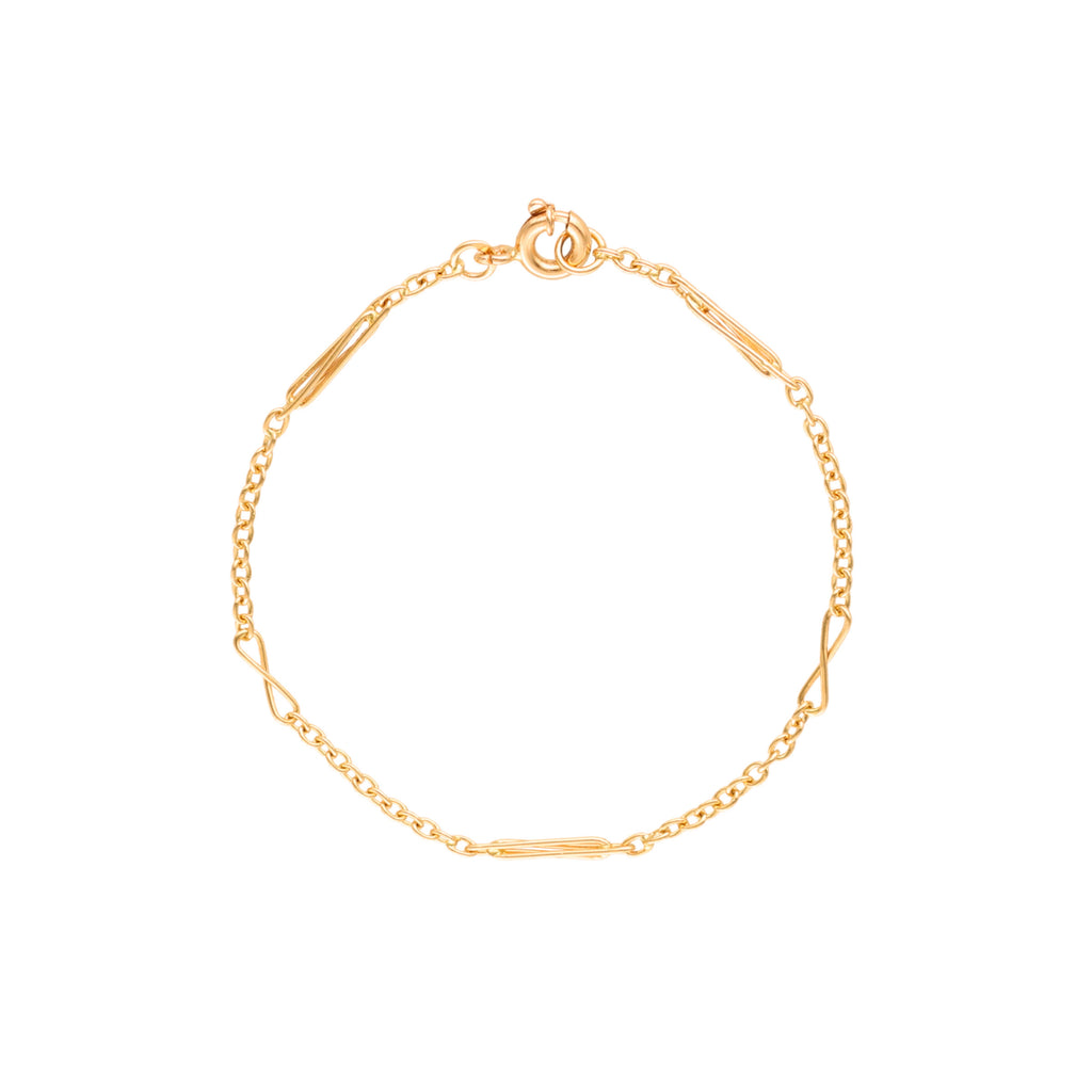 Pulseira de Criança em Ouro 19kl com Traves e Elos Infinitos (14cm)