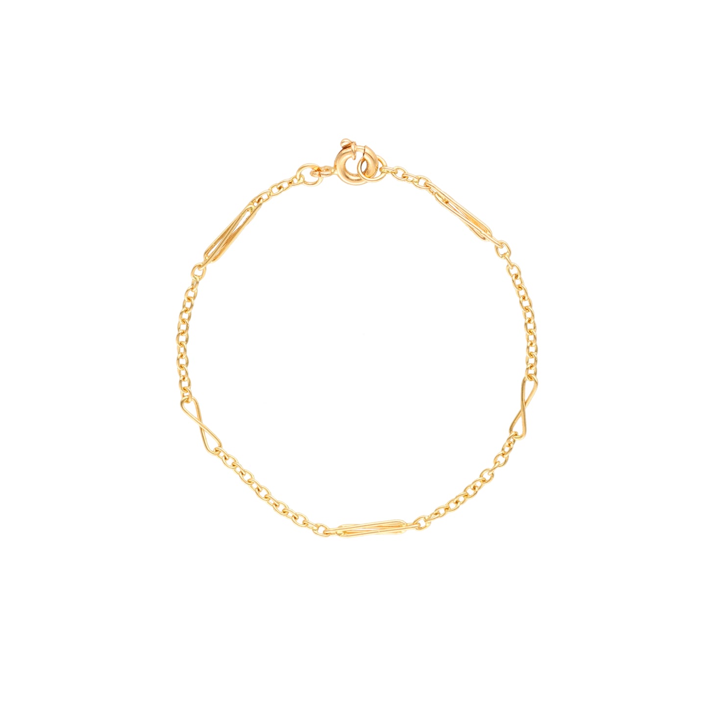 Pulseira de Criança em Ouro 19kl com Traves e Elos Infinitos (14cm)