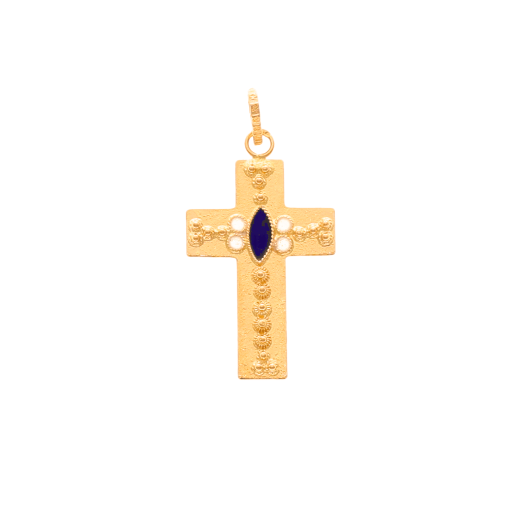Cruz em Ouro 19kl com Caramujos e Esmalte (2.7cm)