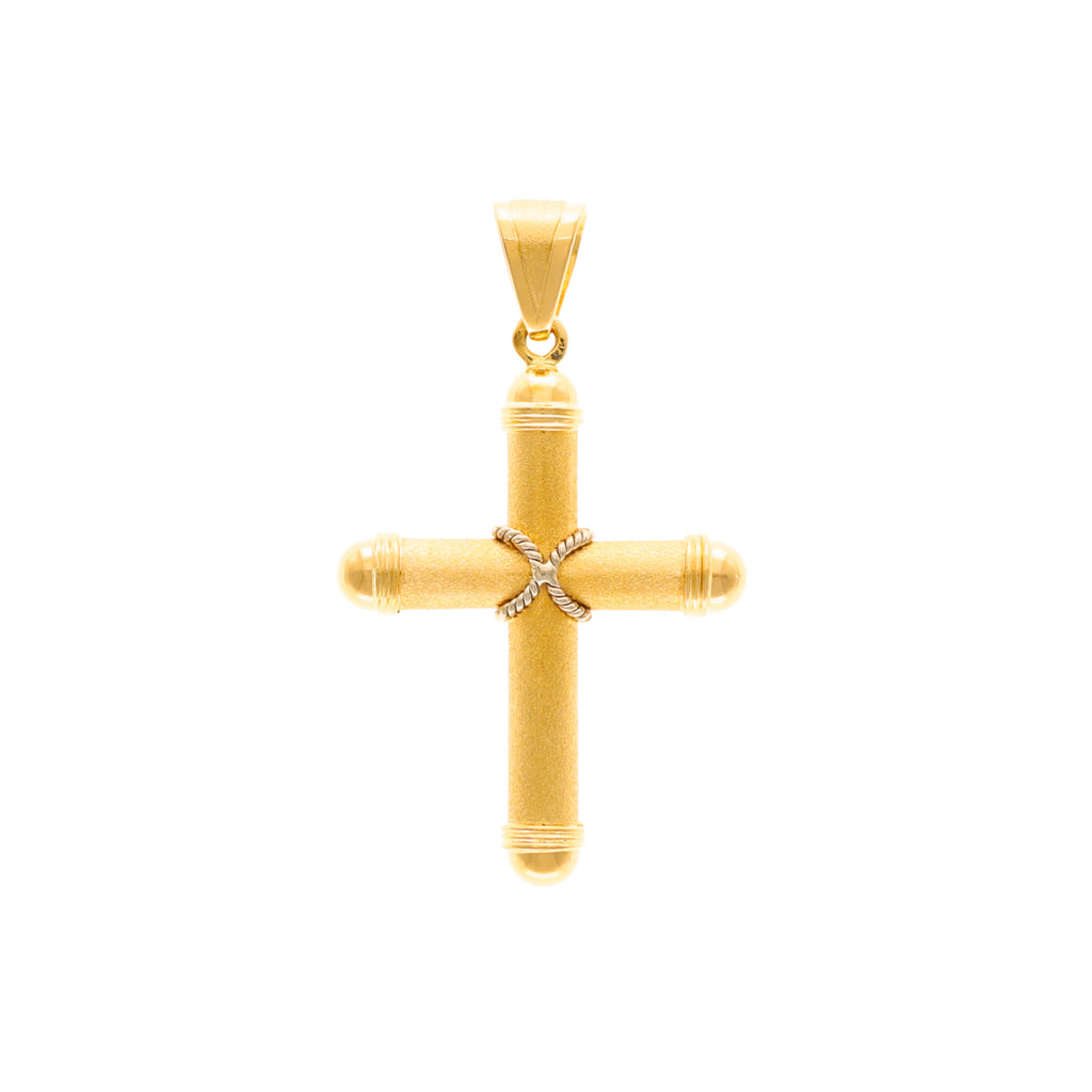 Cruz Escovada em Ouro 19kl com Corda (4cm)
