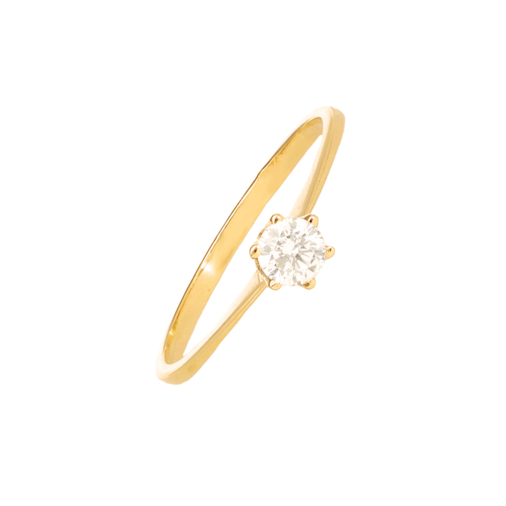 Anel Solitário em Ouro 19kl com Zirconia (T17)