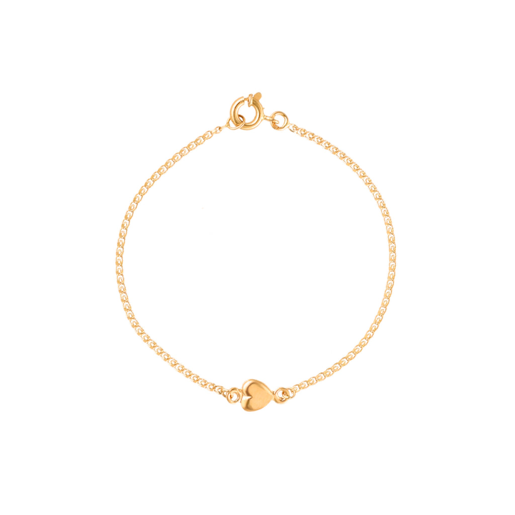 Pulseira para Criança em Ouro 19kl com Coração e Malha Elos Love (13cm)